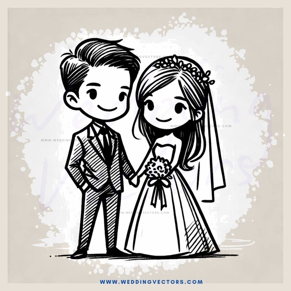 wedding animation clip in black and white