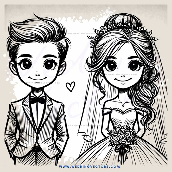 a boy and girl cartoon portrait
