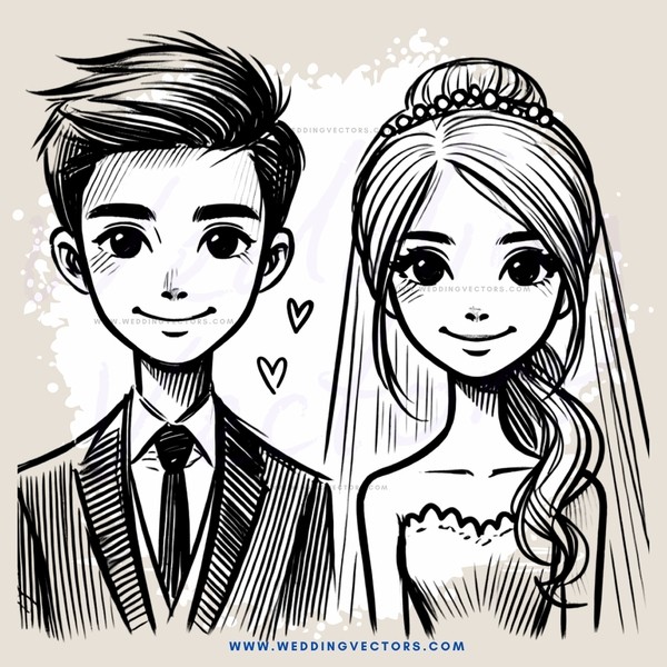 bride and groom smiling together