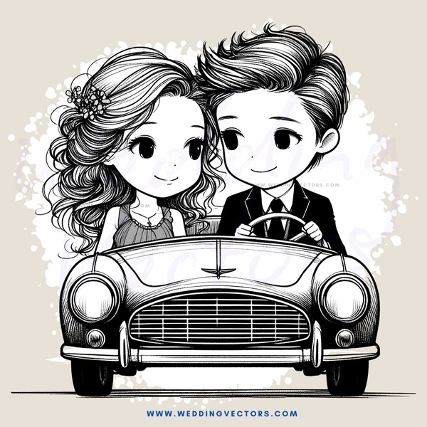 a couple in a car smiling