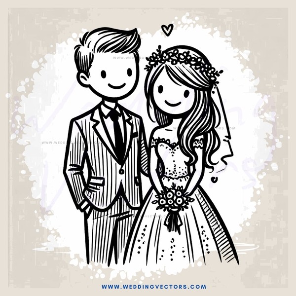a wedding couple in black and white