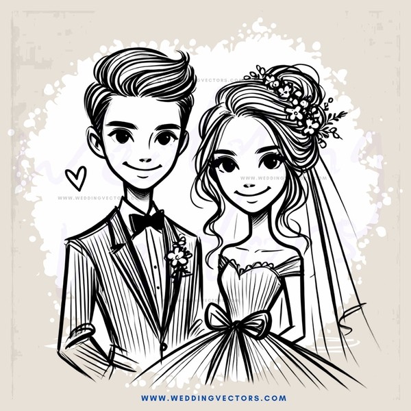 young couple's wedding day portrait