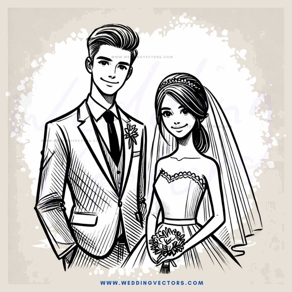 groom and bride cartoon