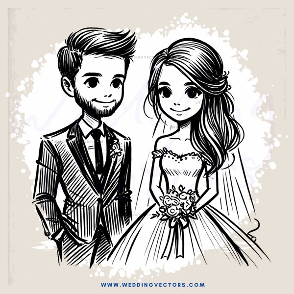 a man and woman posing for their wedding photo