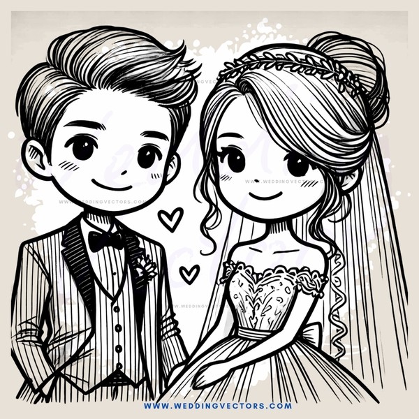a young couple on their wedding day