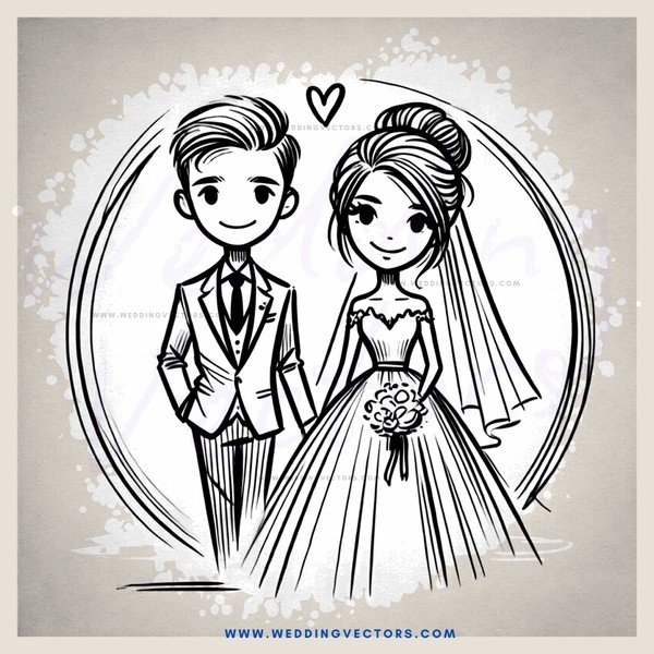 an engagement photo with an outlined background and hearts