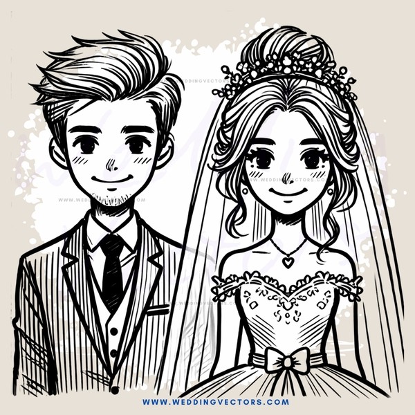 couple smiling on their wedding day