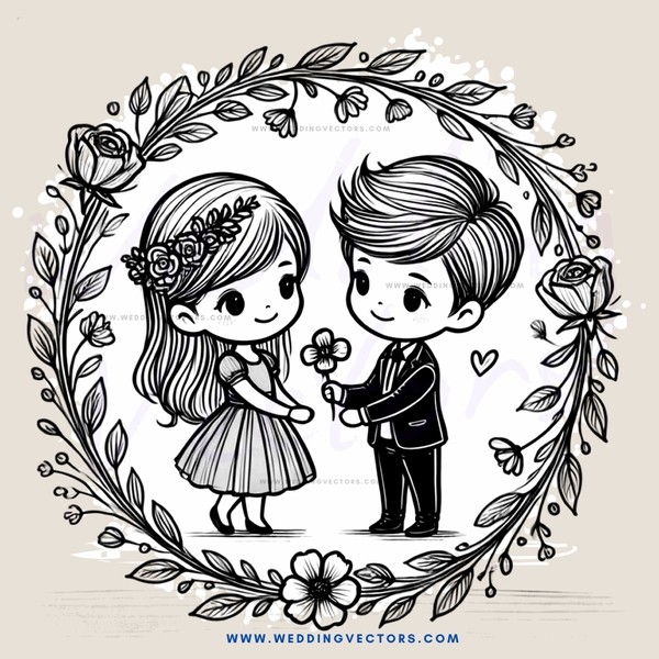 love ring with flowers and leaves