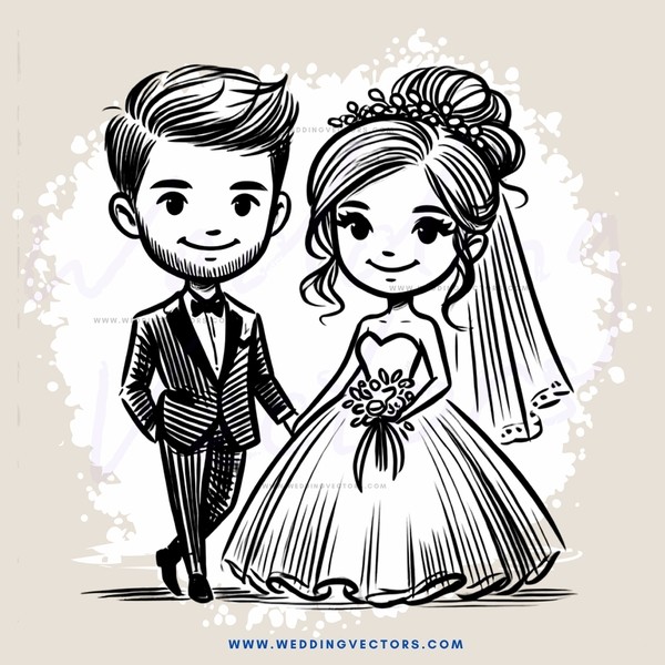 bride and groom pose for picture together