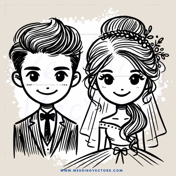 groom and bride cartoon