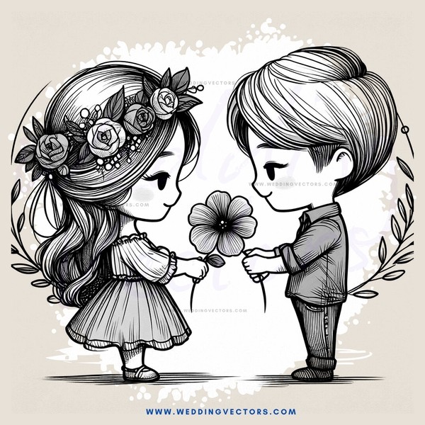two people holding flowers and looking at them