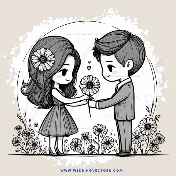 a couple sharing flowers