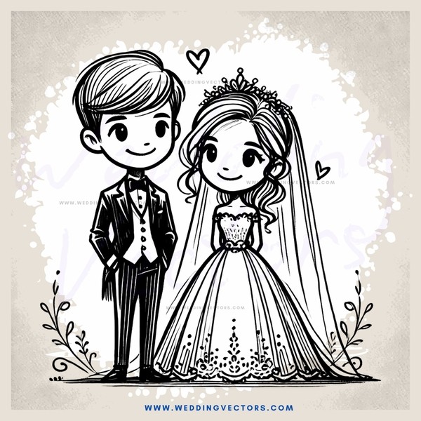 a cartoon depiction of an engaged couple