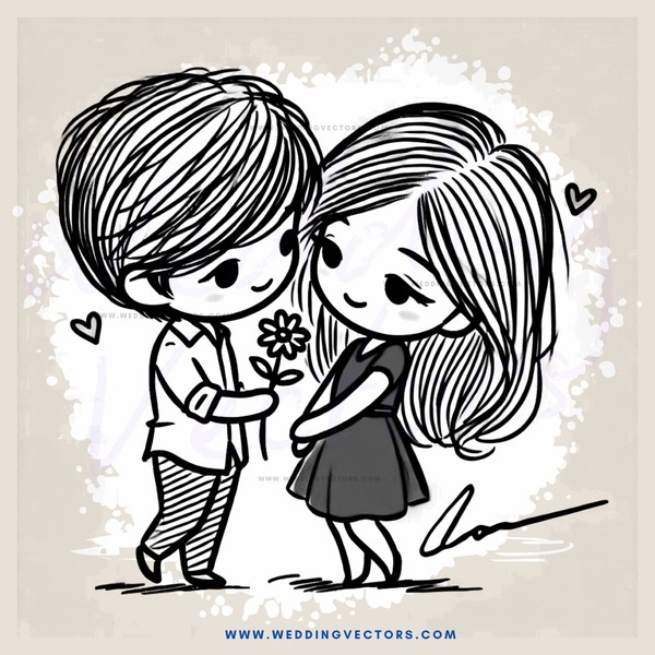 a boy and girl with flowers