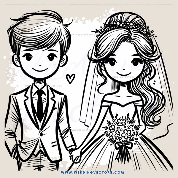 a bride and groom holding hands