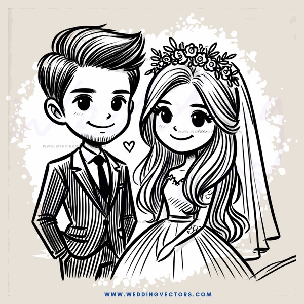 a black and white wedding illustration
