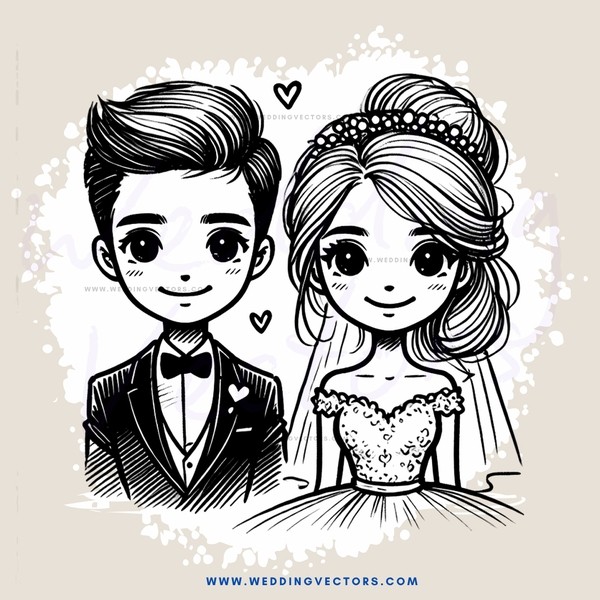 bride and groom with flowers in hair