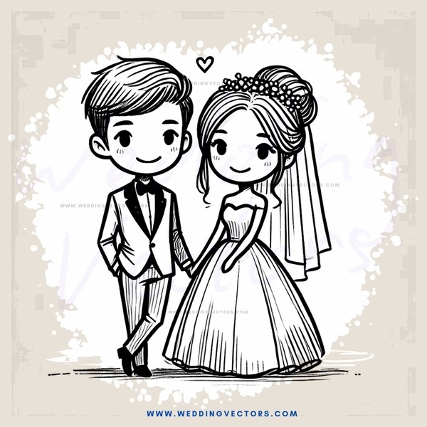 wedding couple cartoon illustration