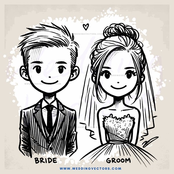 bride groom cartoon