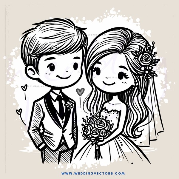 wedding couple holding flowers and an apple