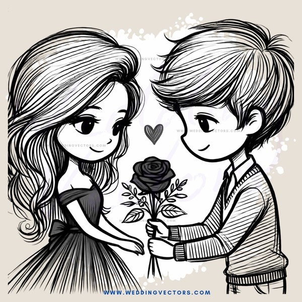 a boy and girl holding hands with roses