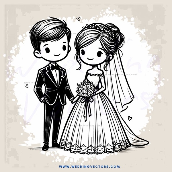 a boy and girl on their wedding day