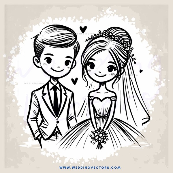 a couple with hearts drawn around them