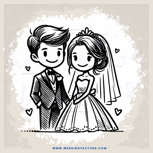 a couple's picture with hearts around them