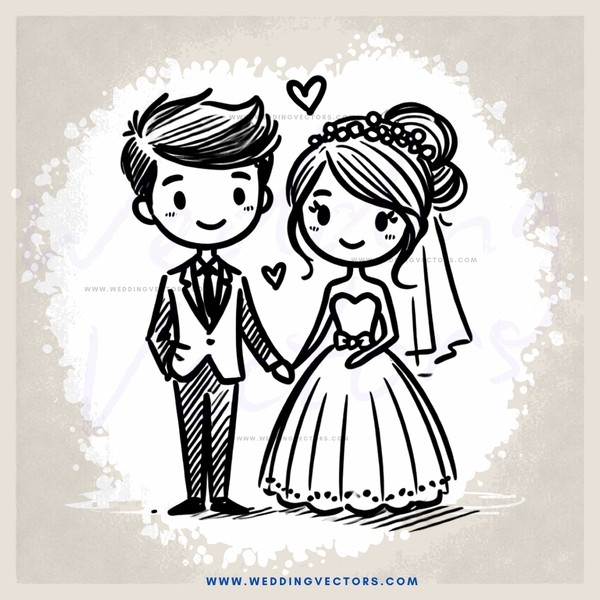 groom and bride in black & white wedding picture