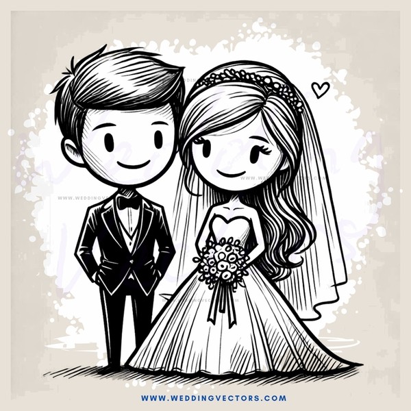 the newlyweds standing together