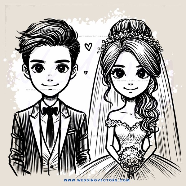 a boy and girl on their wedding day