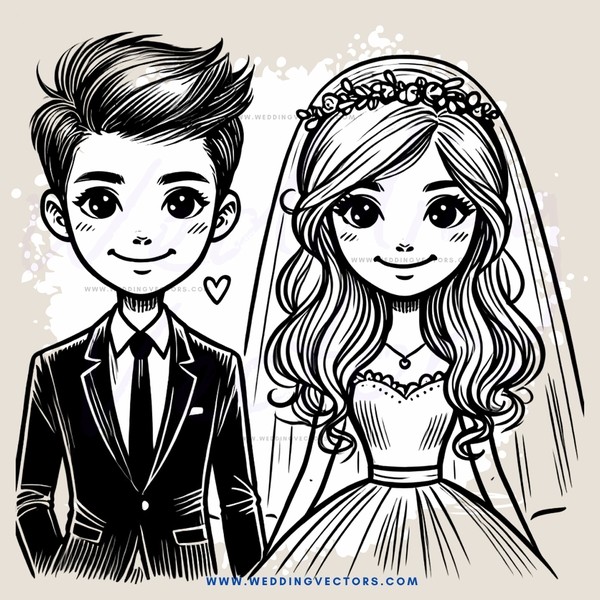 a young couple on their wedding day