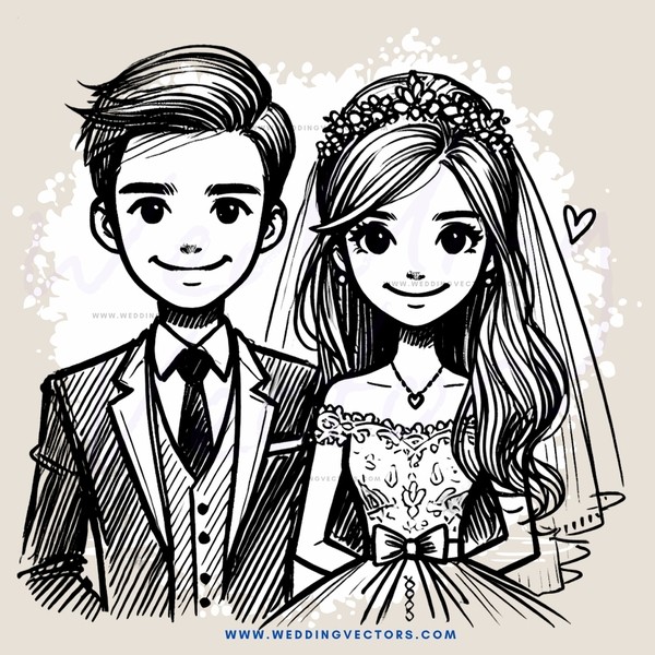 a happy couple on their wedding day
