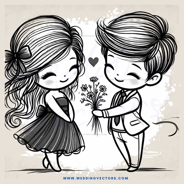 two children sharing flowers
