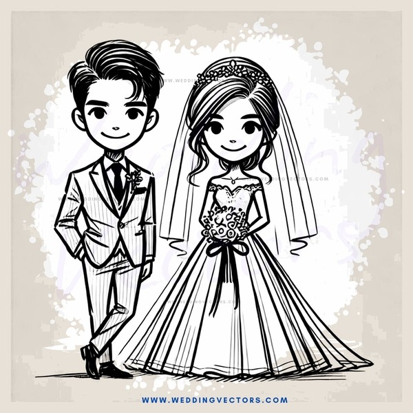 bride and groom cartoon