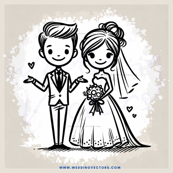 wedding couple smiling and holding flowers