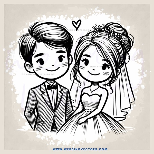 the bride and groom (flat design)