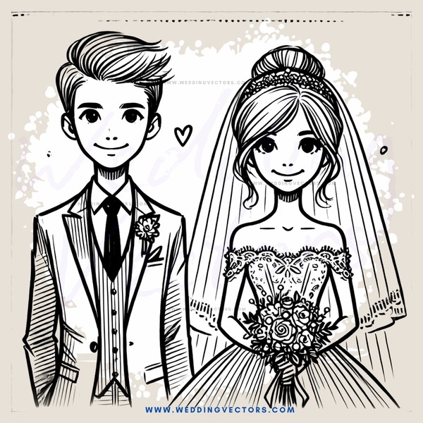 wedding animation in black and white