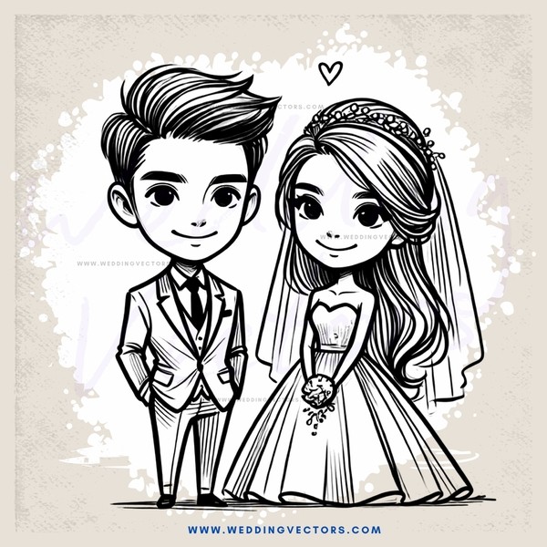 a bride and groom in white