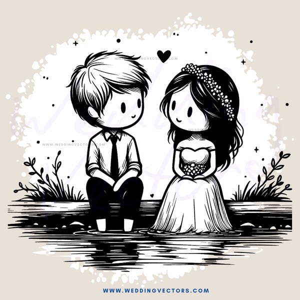 boy and girl sitting in waters edge