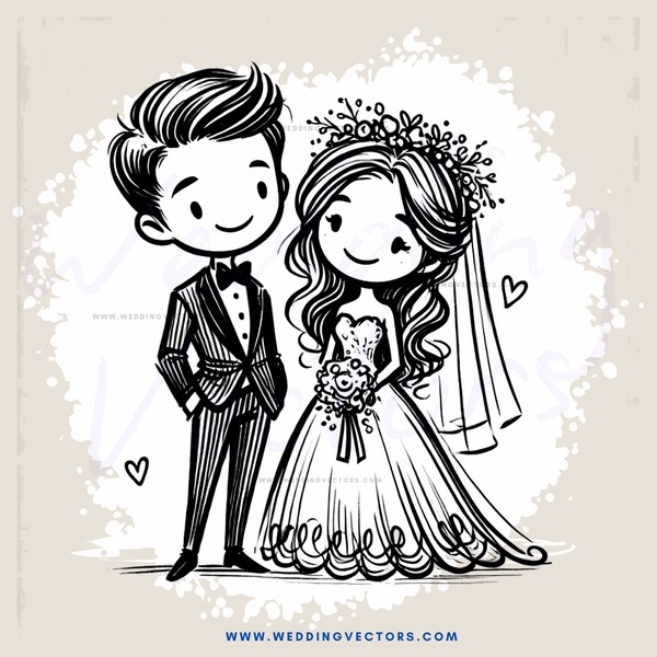 a young bride and groom
