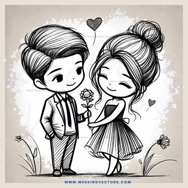 two people holding flowers and sitting together
