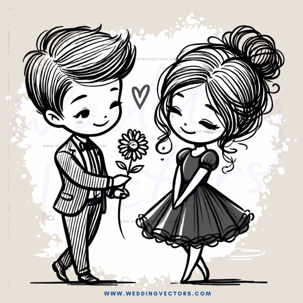 boy and girl holding flower