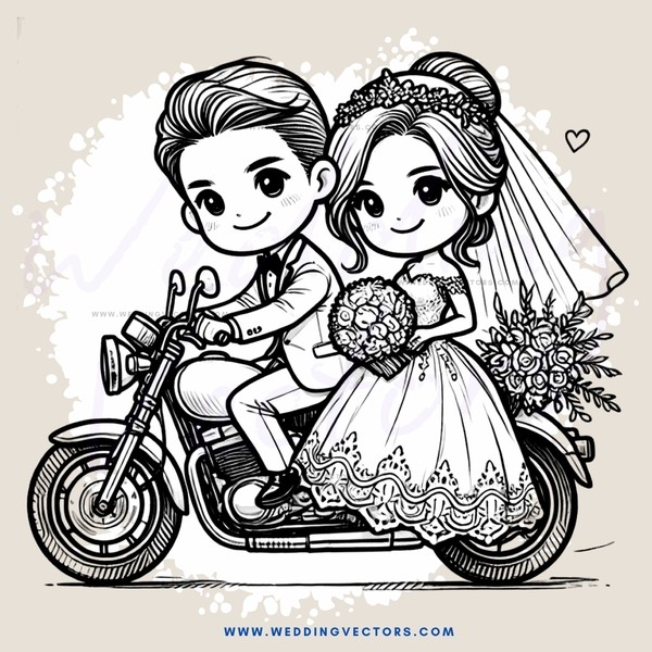 a couple on a motorcycle getting married