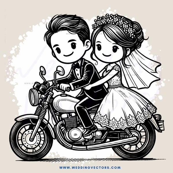 a young couple rides on a motorcycle