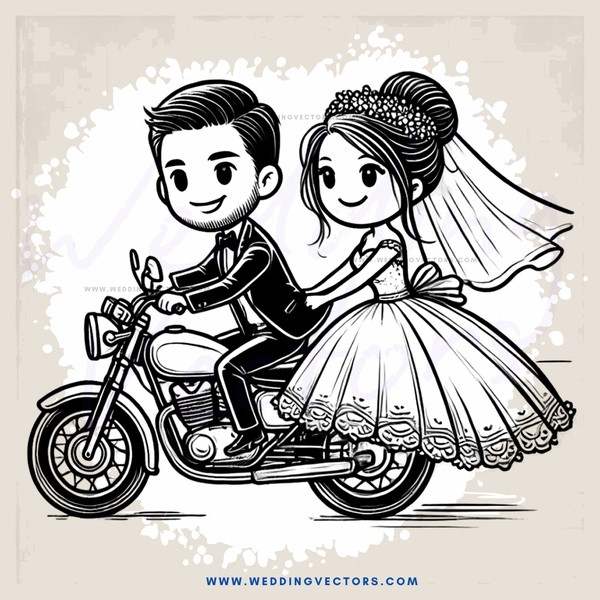 wedding couple on bike ride