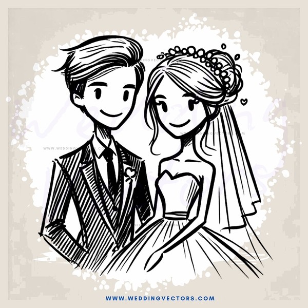 married couple in wedding gown and suit posing for picture