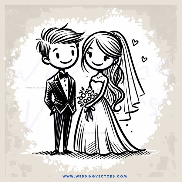 wedding animation in black and white