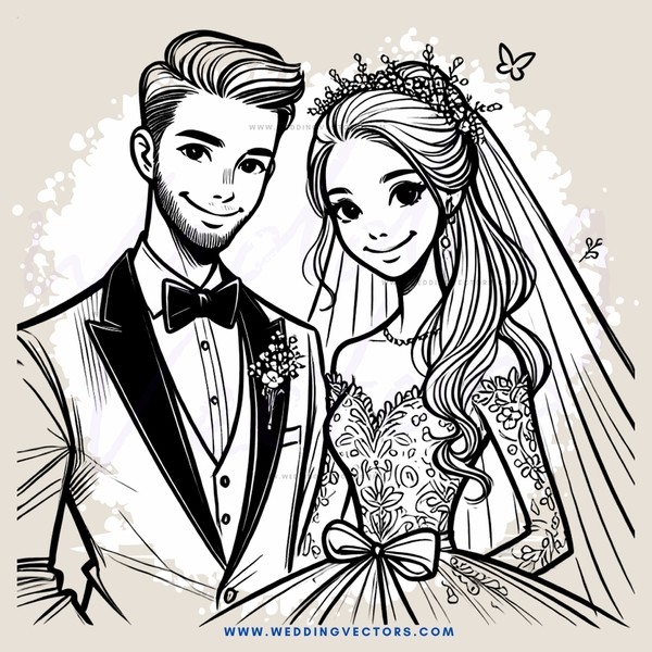 wedding portrait - black and white