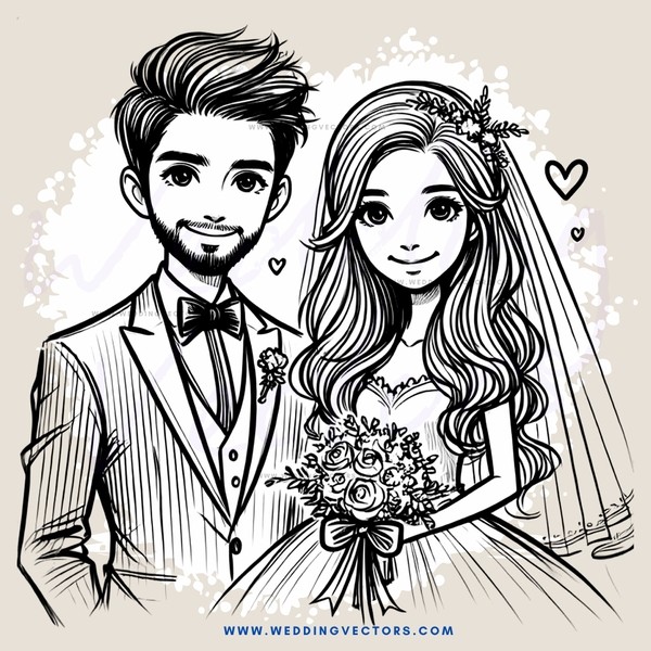 a bride and groom on their wedding day
